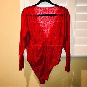 RED LACE LINGERIE BODYSUIT